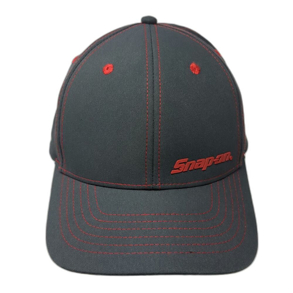K-Products Snapback Gray Red One Size Snap-on Contrast Stitching Structured Hat